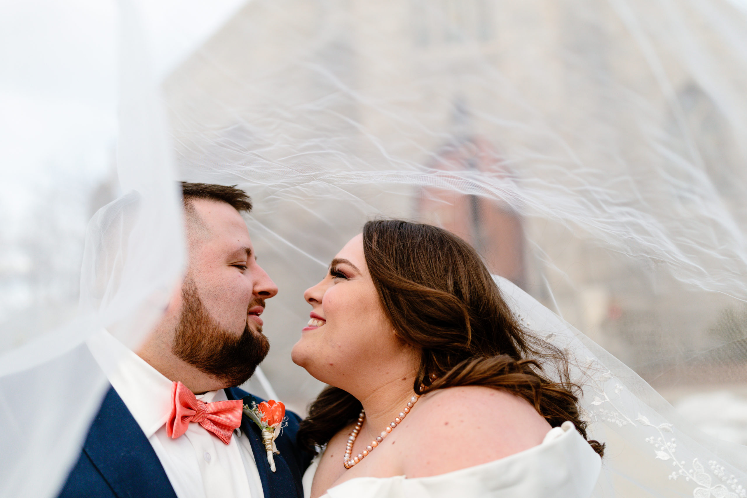 Bride and Groom Portrait at Holy Trinity Church, Concord, NH