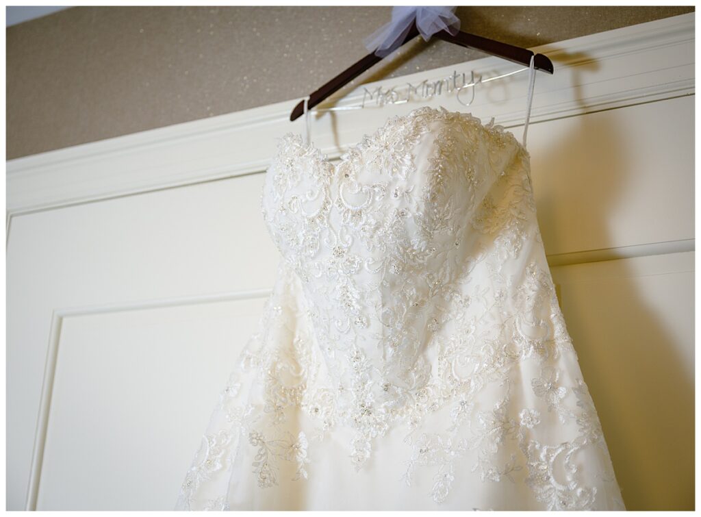 close up of wedding dress