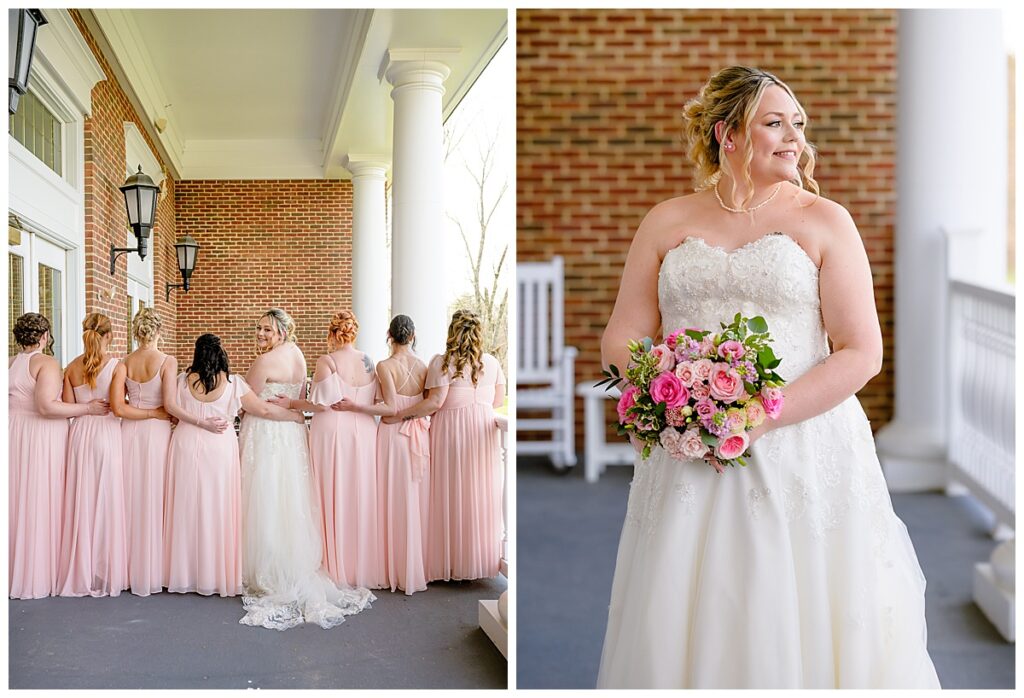 bride with bridesmaids at Charter Oak Country Club