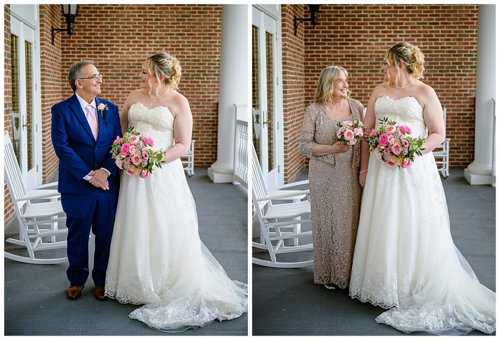 bride with parents