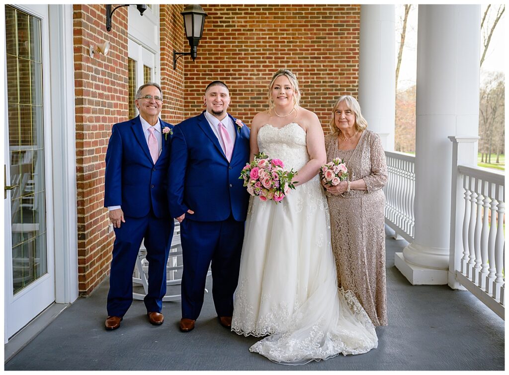 bride with parents