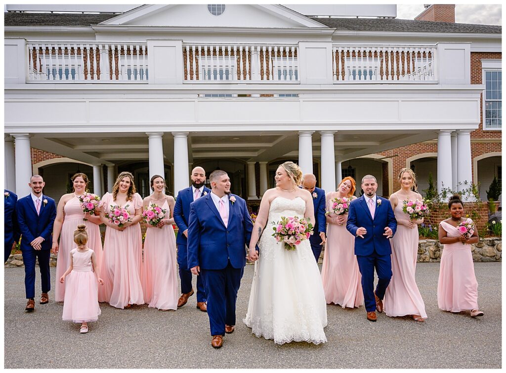 bridal party walking at Charter Oak Country Club