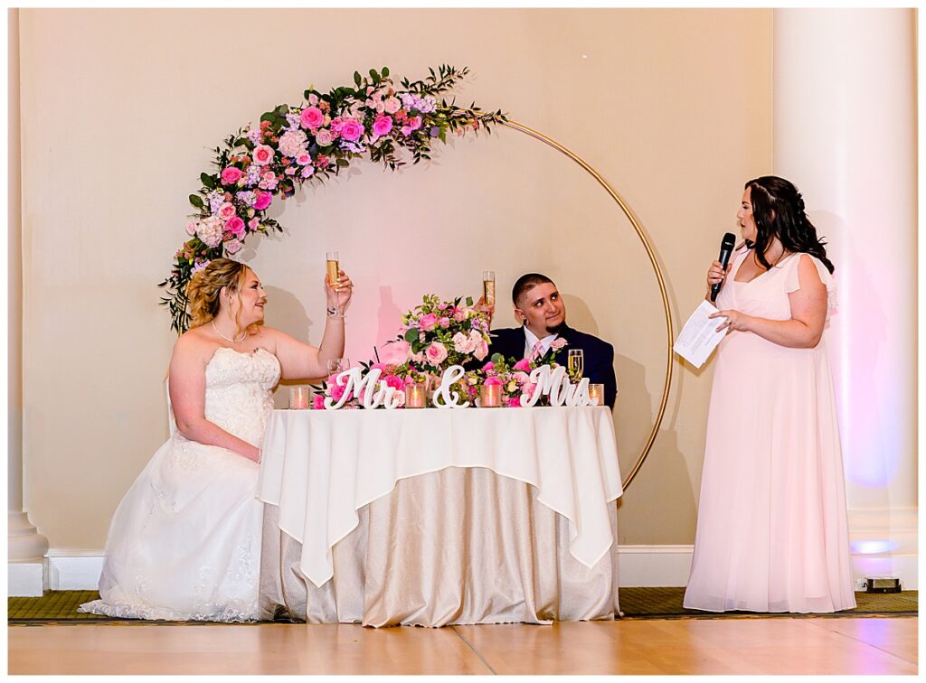 Maid of honor toast at Charter Oak Country Club