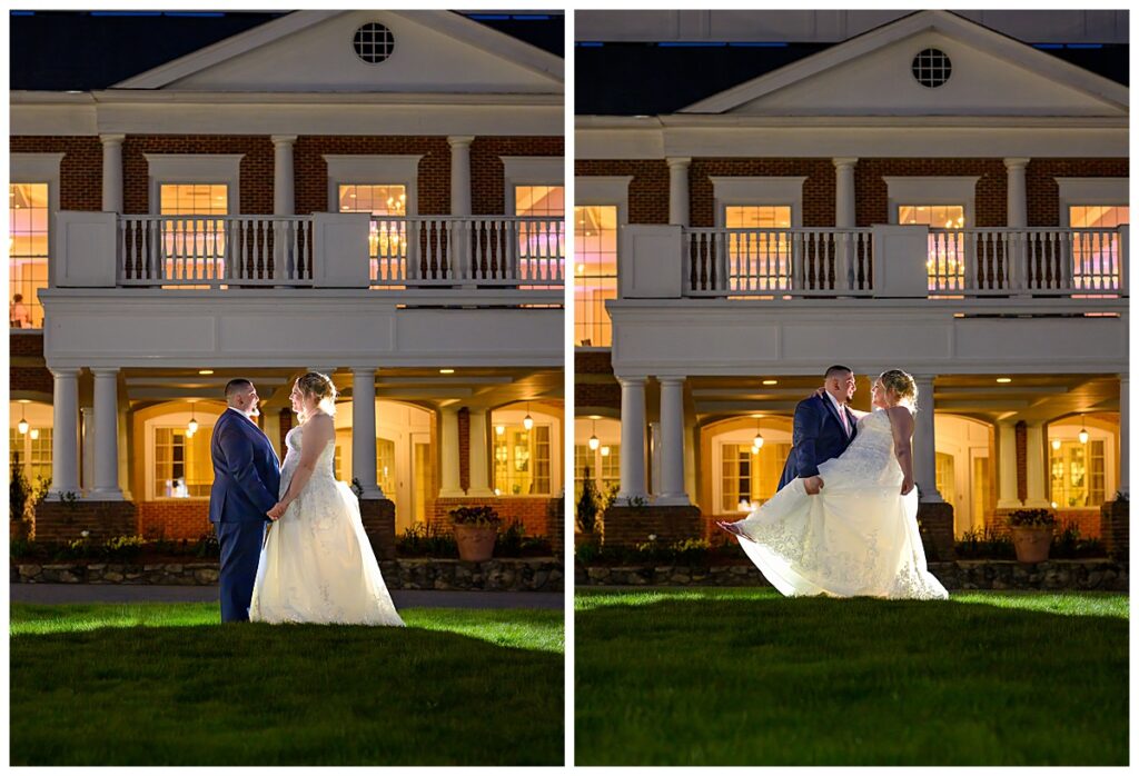 Night wedding portrait at Charter Oak Country Club