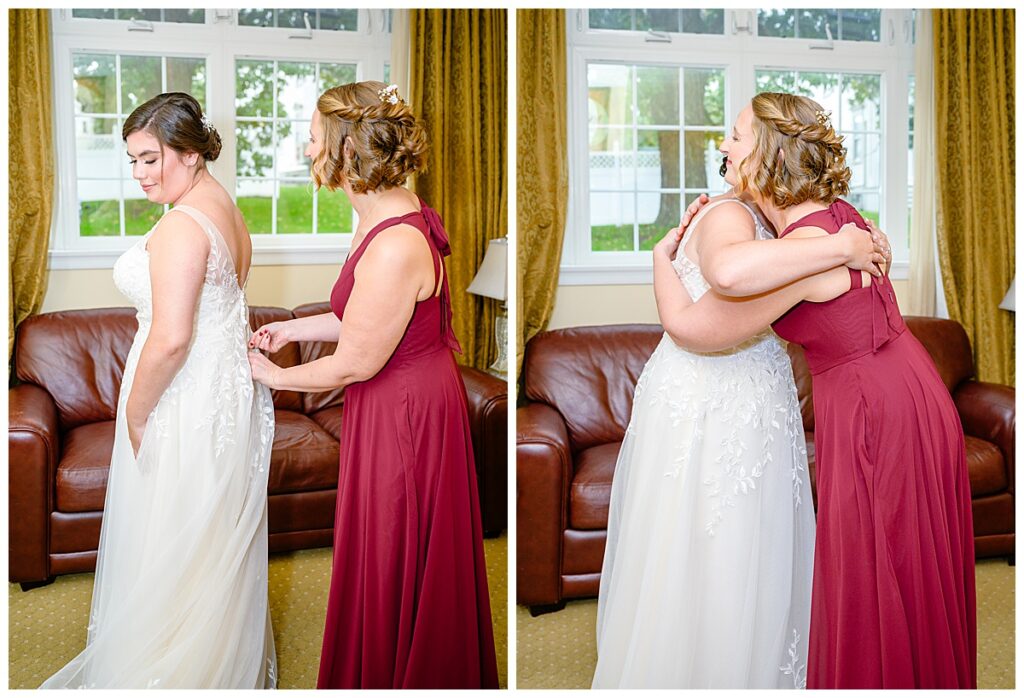 Bride and bridesmaid getting ready at Hotel Northampton