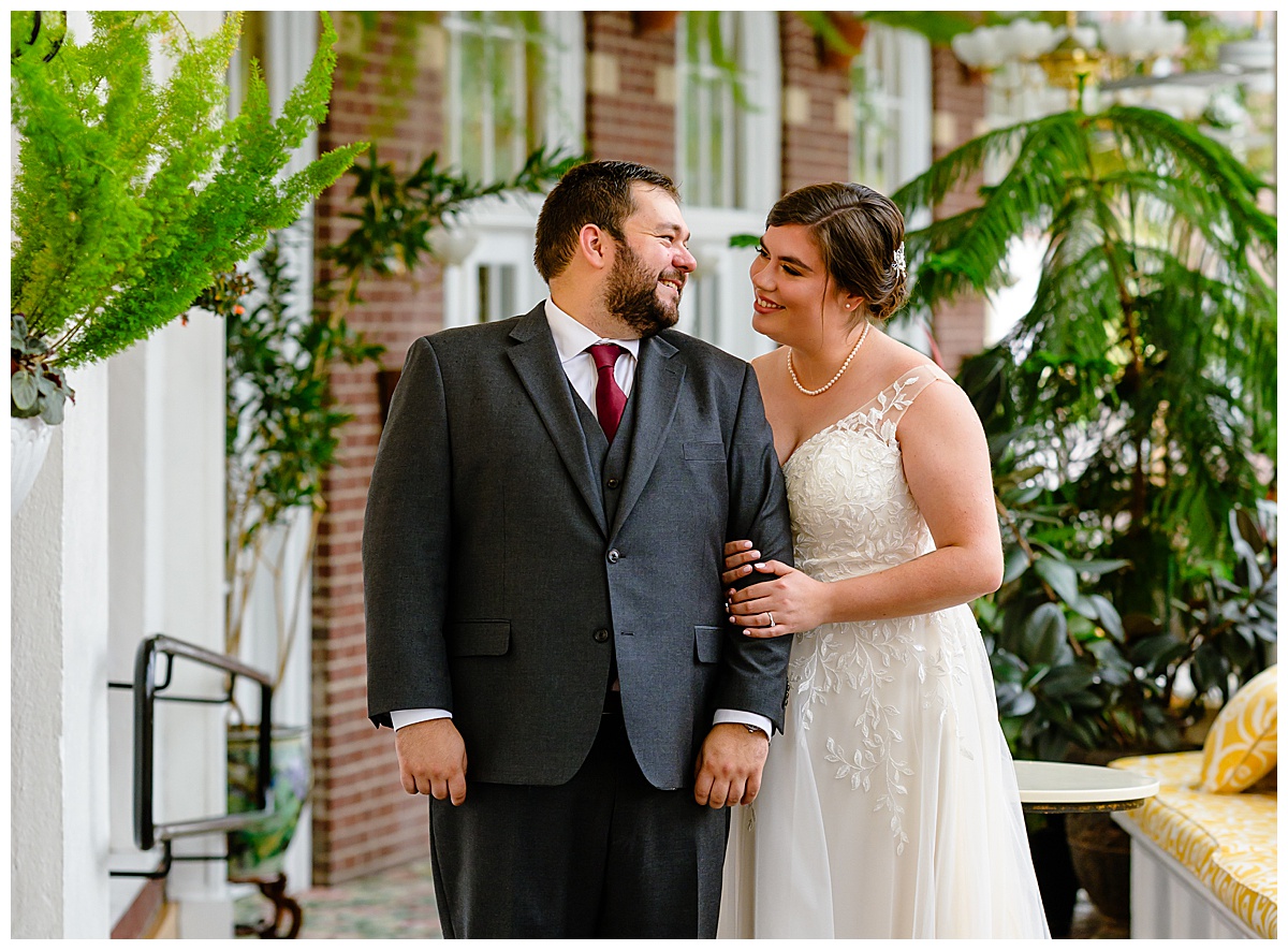 Bride and Groom photos at Hotel Northampton atrium