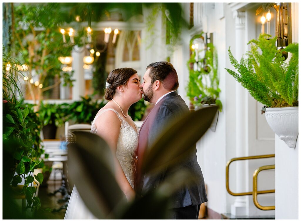 Bride and Groom photos at Hotel Northampton atrium