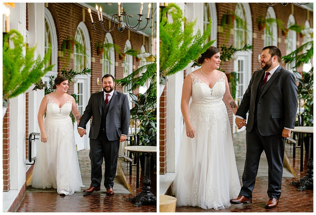 Bride and Groom photos at Hotel Northampton atrium