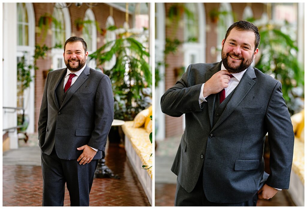 Bride and Groom photos at Hotel Northampton atrium