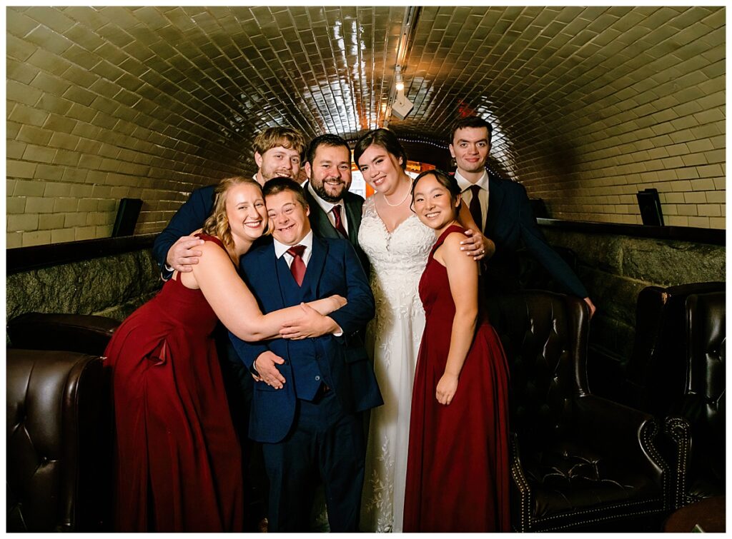 bridal party photos at Tunnel Bar at Union Station