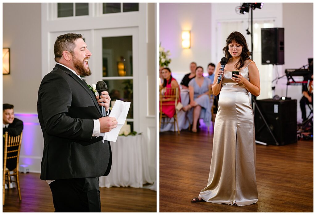 best man and maid of honor toast at a Waverly Oaks Country Club wedding