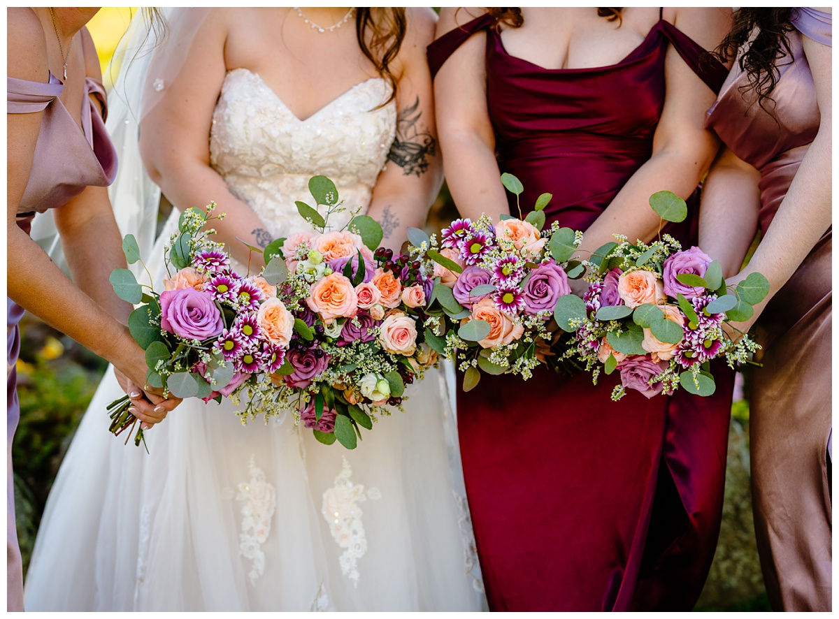 bridesmaids' flowers portraits at Dell-Lea Wedding