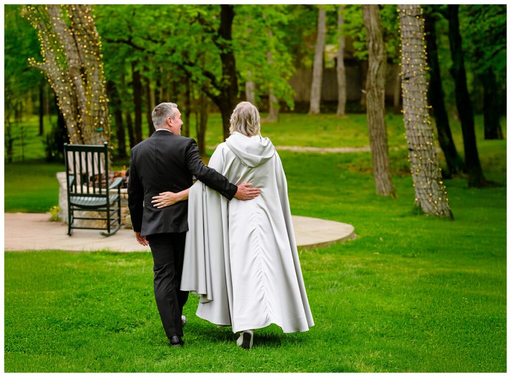 bride and groom walking down isle after Intimate elopement at Sagamore Inn on cape cod