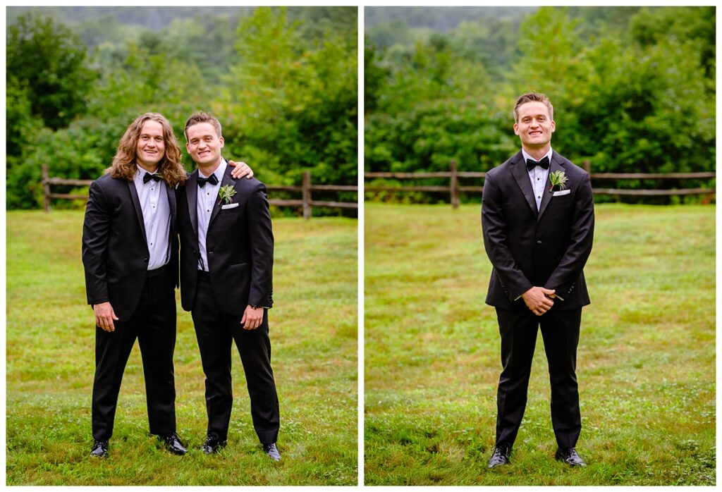 groom and best man at barn on the pemi