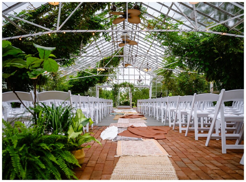 greenhouse ceremony space at barn on the pemi