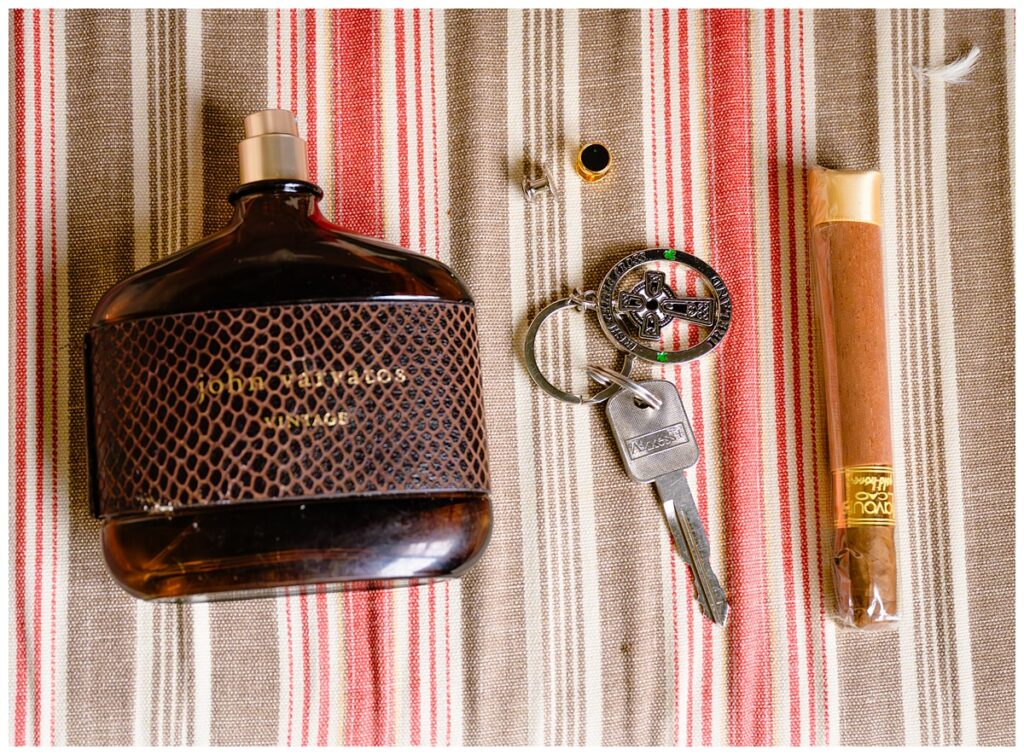 groom flat lay